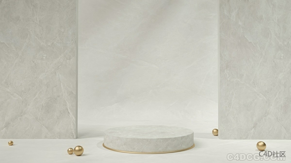 C4D电商场景-瓷砖纯色海报背景