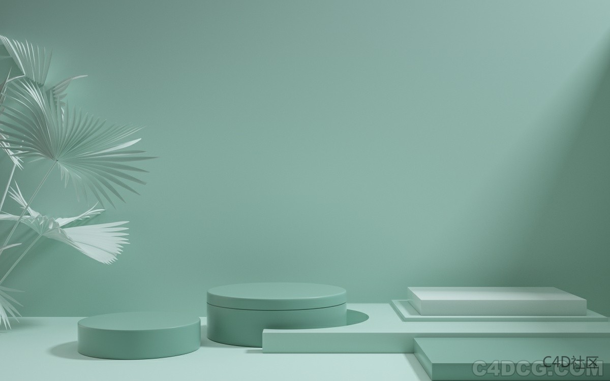 C4D电商场景-灰绿色简约海报场景