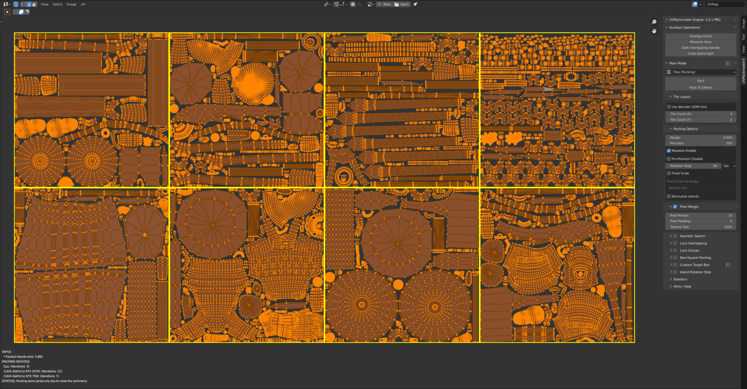 UVPackmaster PRO v3.4.1 Fro Blender UV贴图打包插件
