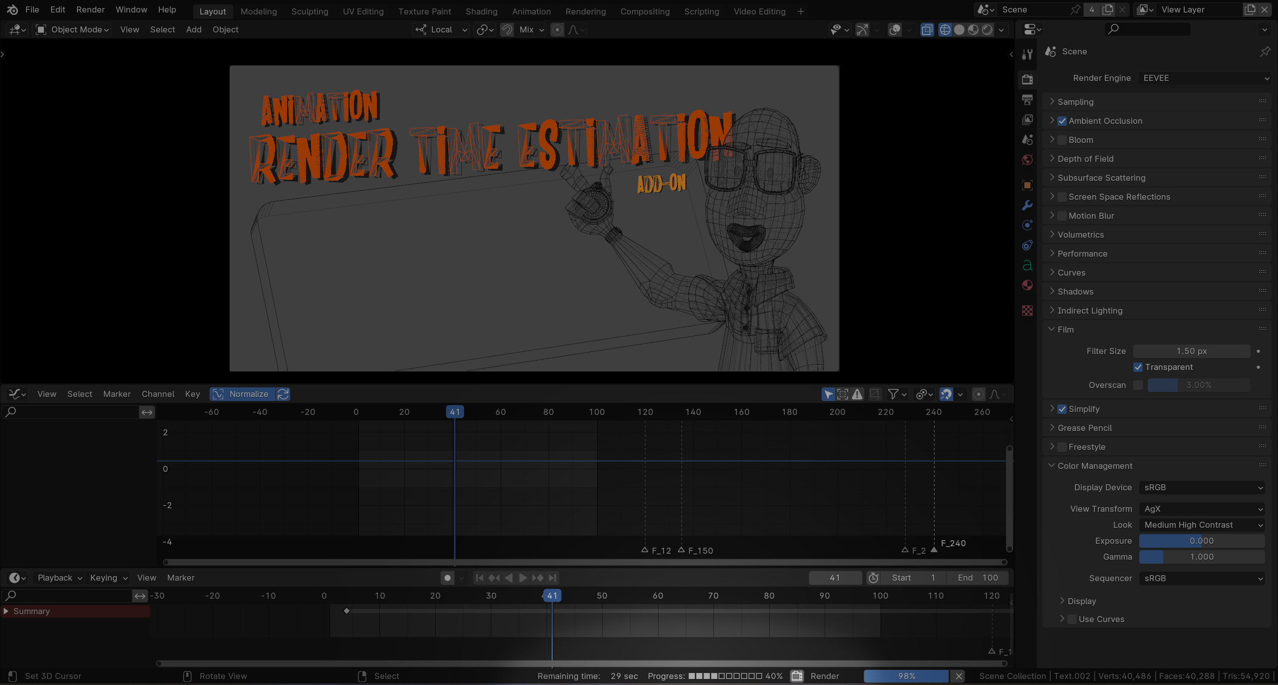 Render Time Estimation Add-on v2.0.0 fro Blender 渲染时间管理插件