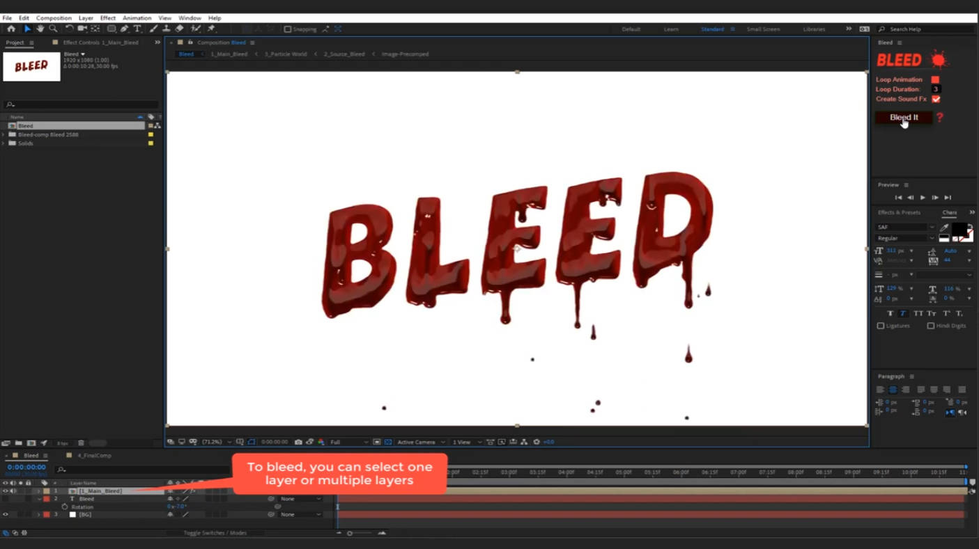Bleed 1.6.0 fro After Effects 流血特效脚本