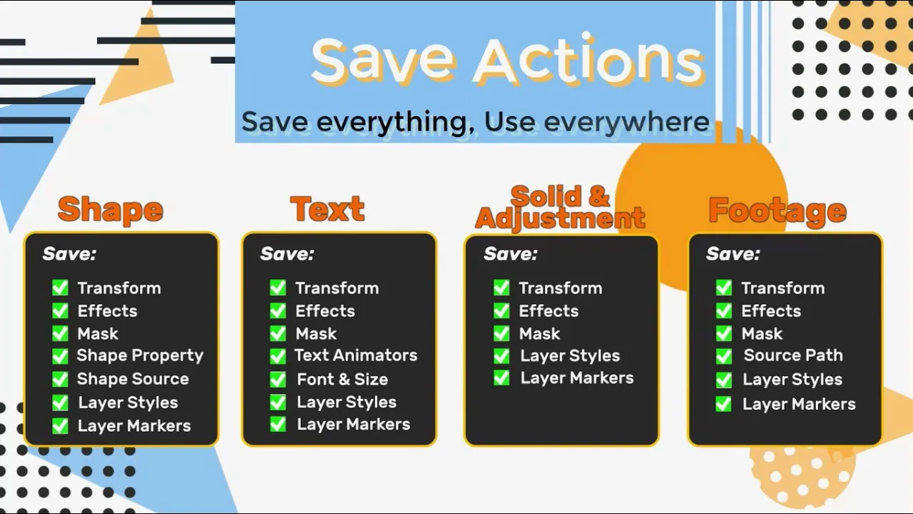 Save Actions v1.4 After Effects 图层属性存储脚本