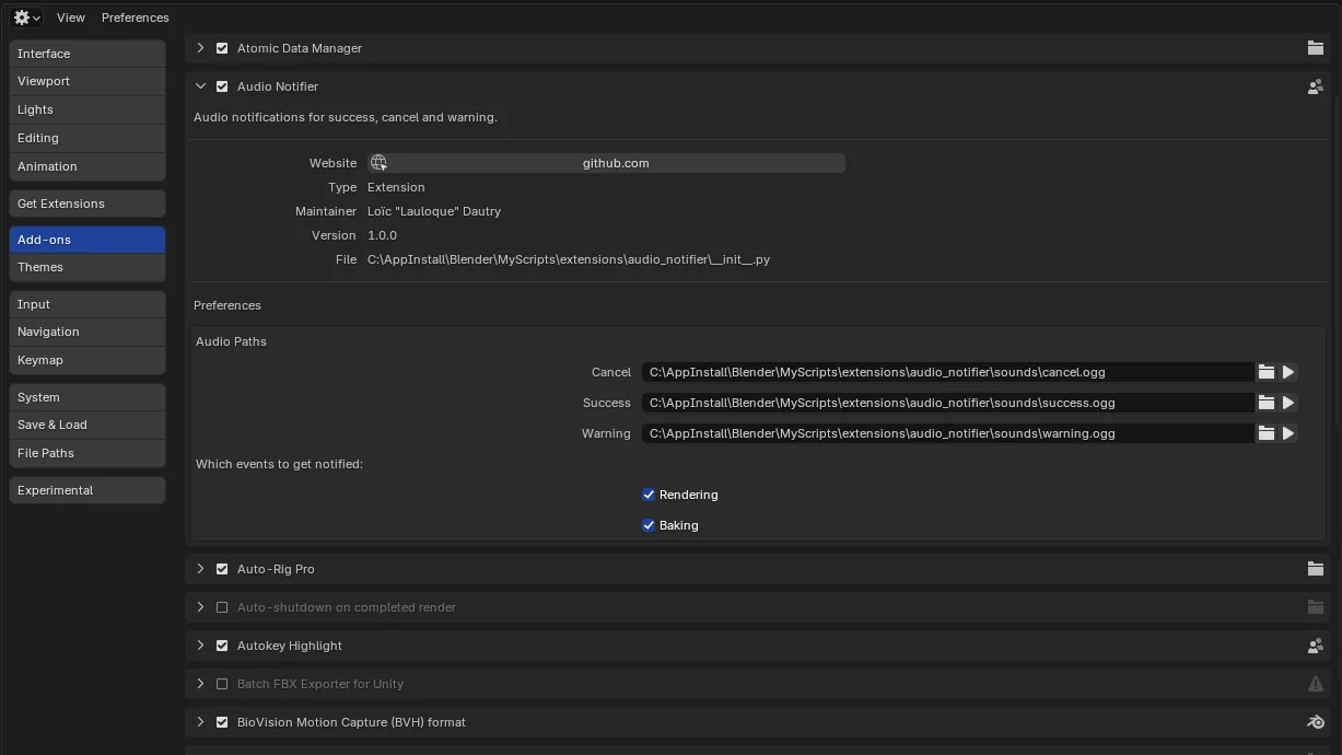 Audio Notifier v1.0.1 fro blender 音频通知插件