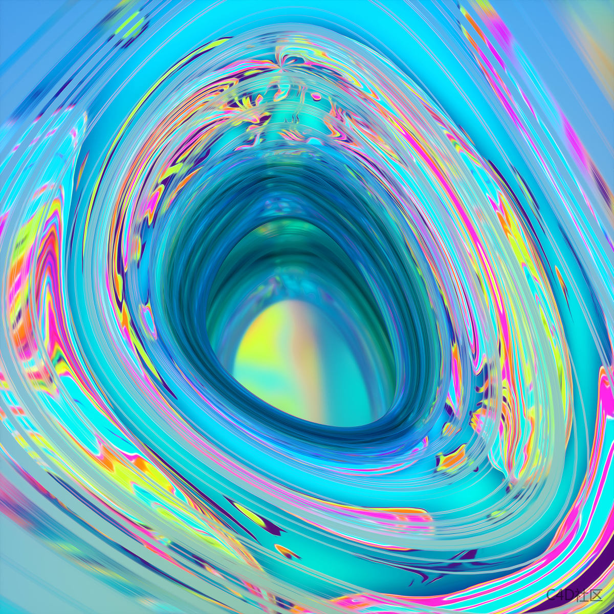 C4D彩色黑洞效果