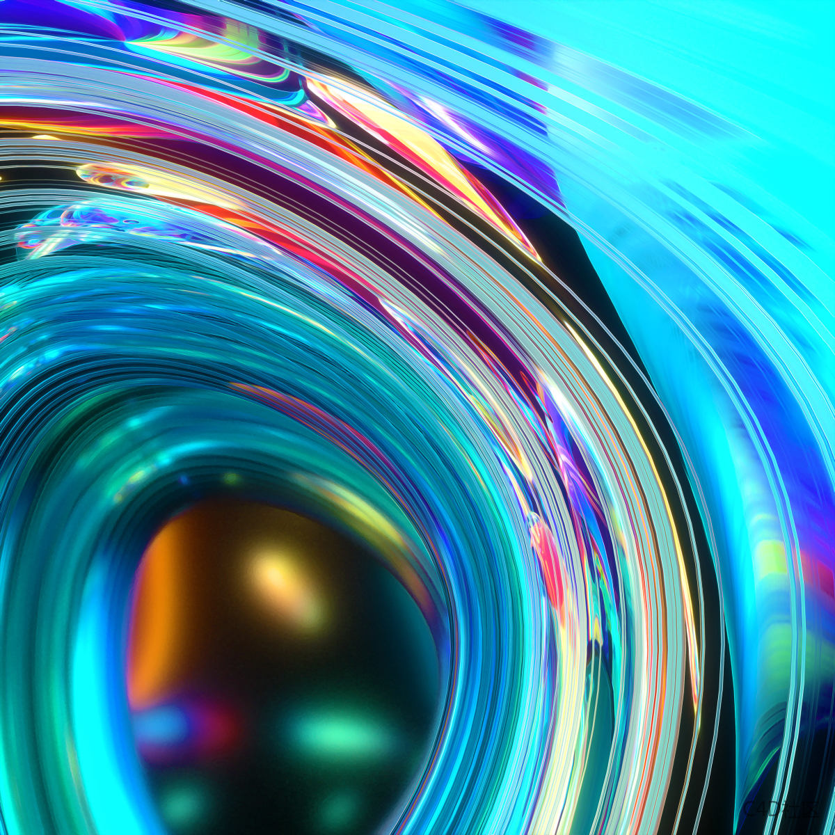 C4D彩色黑洞效果