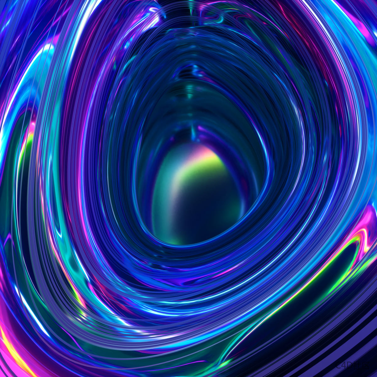 C4D彩色黑洞效果