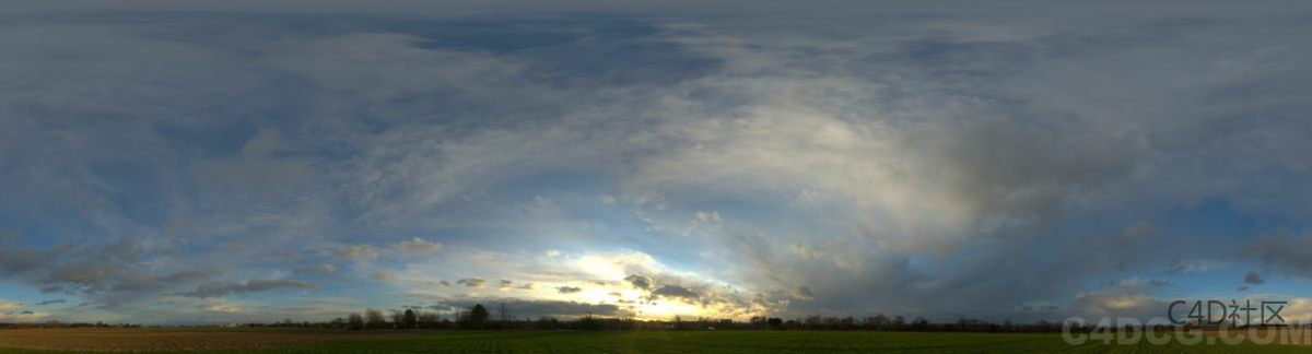 24K全景天空（10）傍晚晚霞云层很厚-HDRI天空贴图