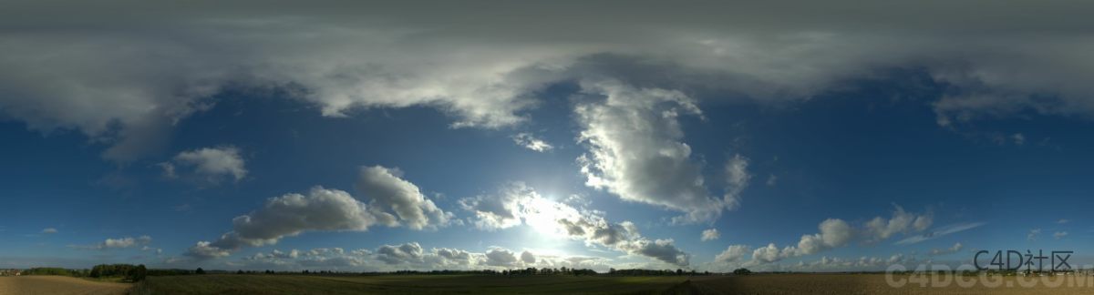24K全景天空(6)中午云层很厚-HDRI天空贴图