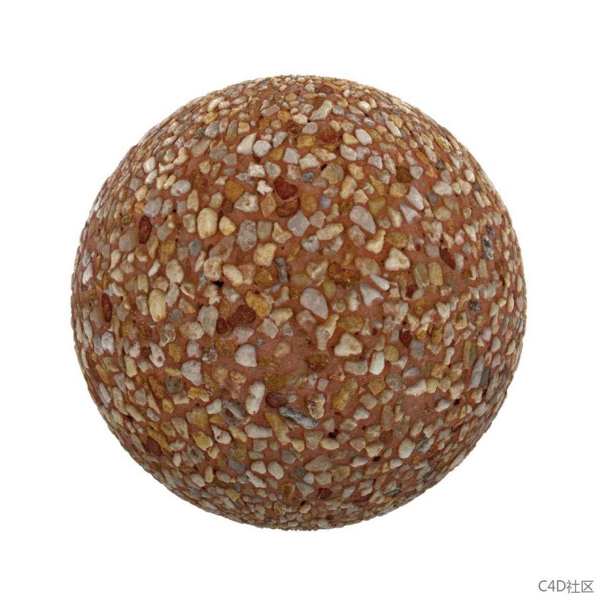 橙色泥土中的鹅卵石