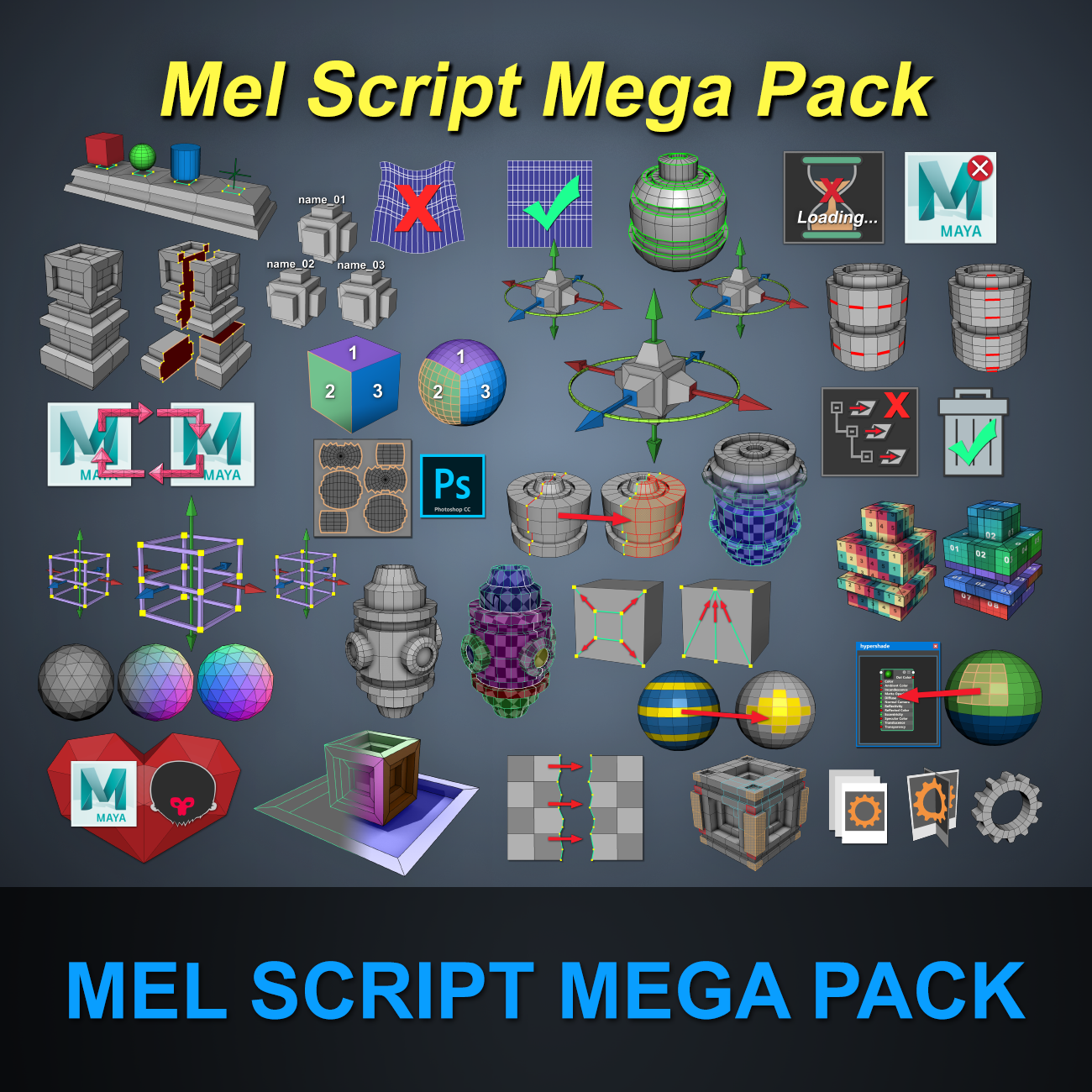 Gumroad – Malcolm 341 All Mel Script Pack for Maya 展UV贴图实用小脚本