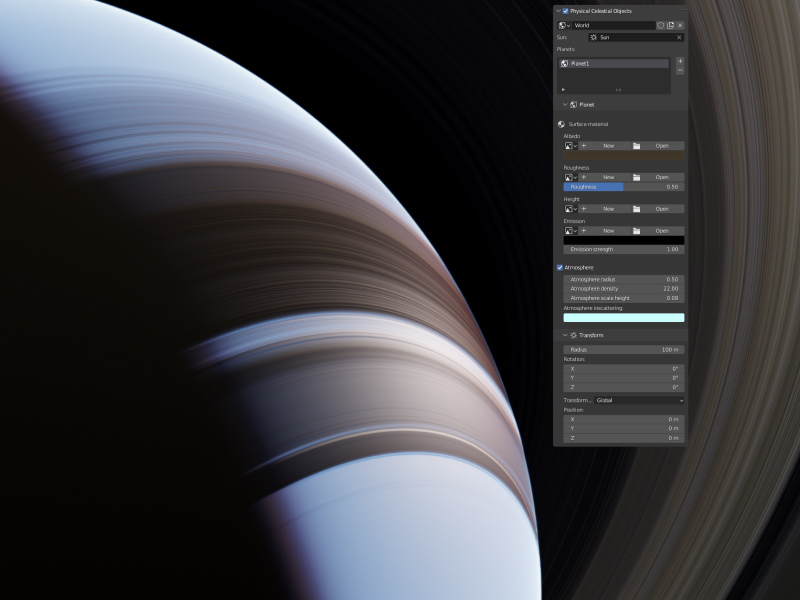 Physical Celestial Objects V1.0 Blender 程序化宇宙星球插件