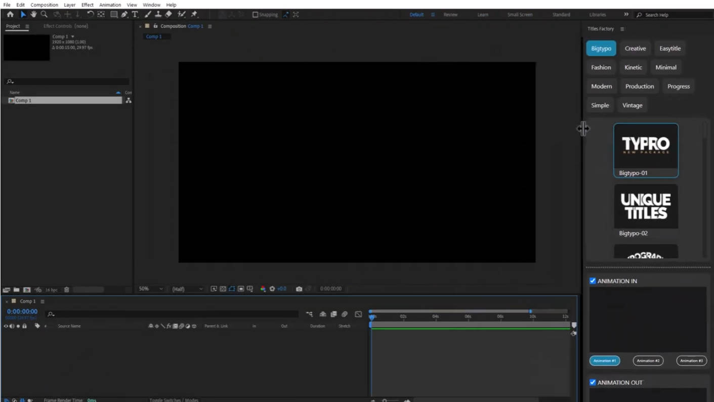 Titles Factory V1.0.1 fro After Effects 文字缓入缓出脚本