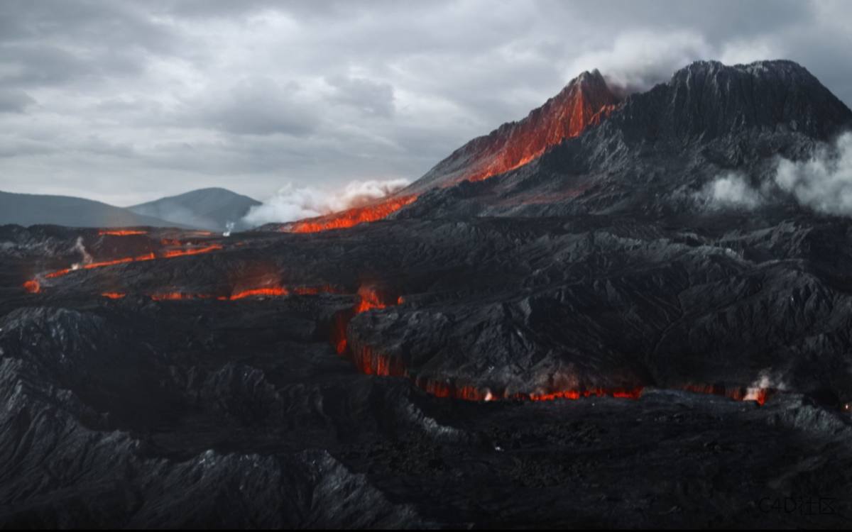 伊利活泉-火山特效-C4D特效广告