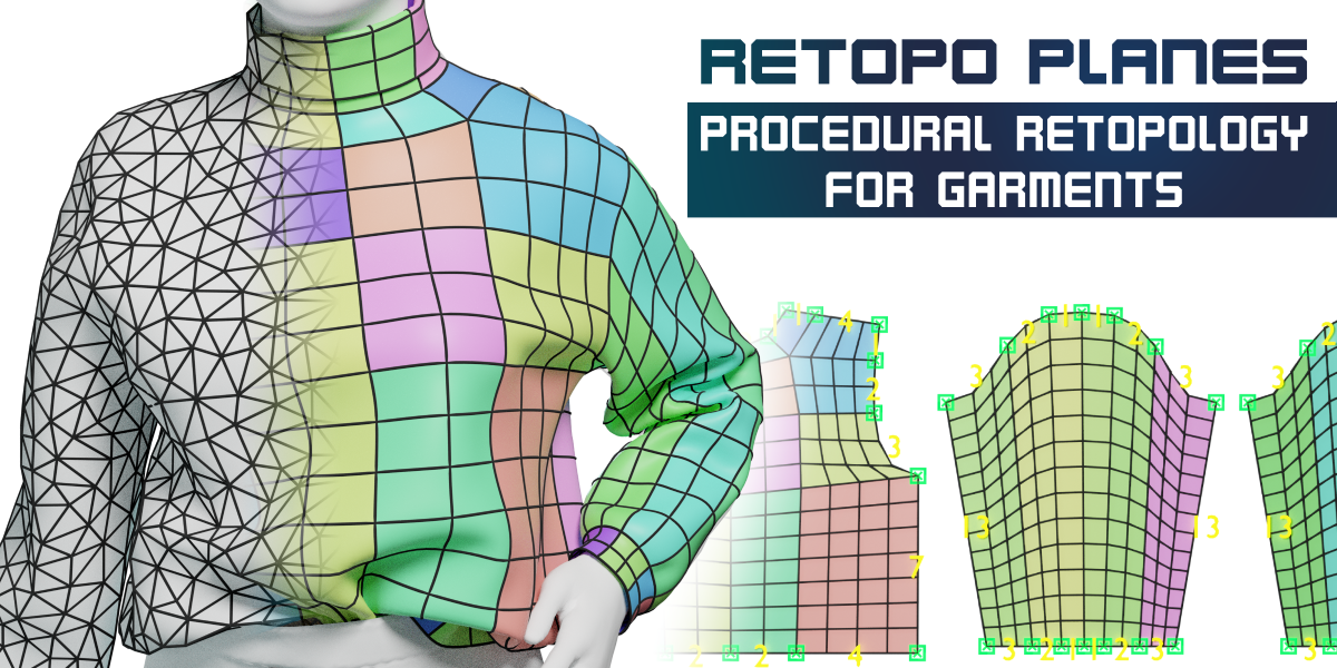 Retopo Planes V1.5 Fro Blender 服装布料模型重拓扑插件
