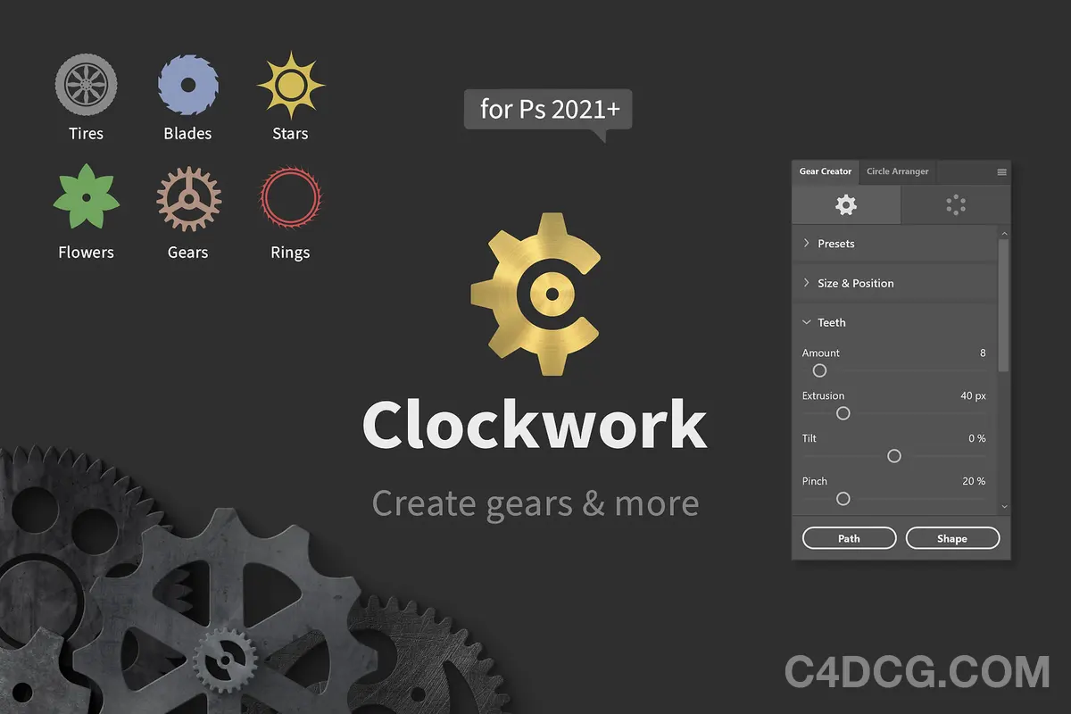 Clockwork V1.0.1 fro Photoshop 齿轮生成插件