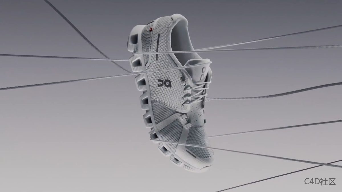 高级织物运动跑鞋产品针织毛线动画