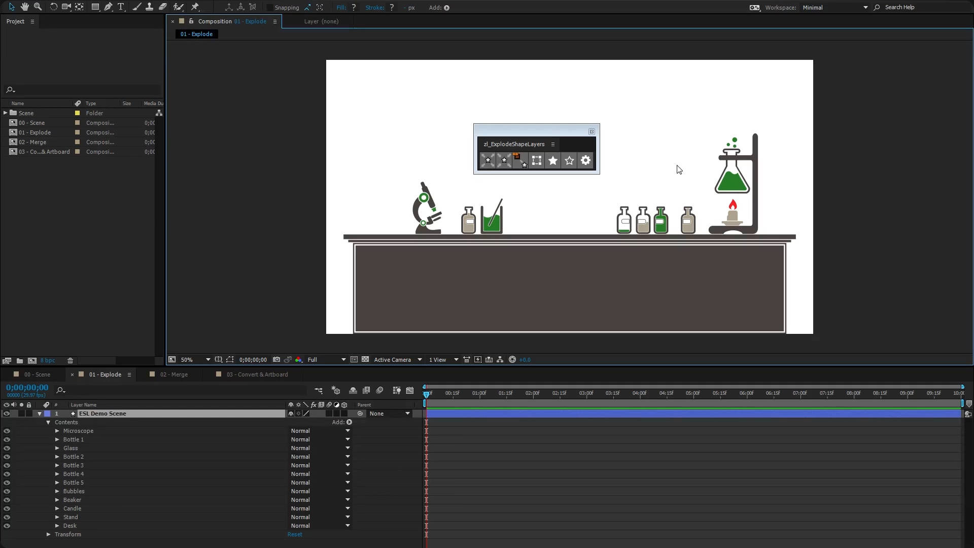 Explode Shape Layers v3.5.4b fro After Effects 形状层分离合并脚本