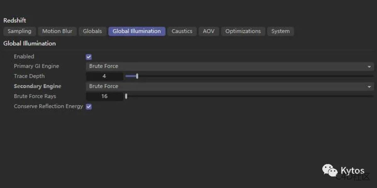 Readshift 渲染设置 Global Illumination