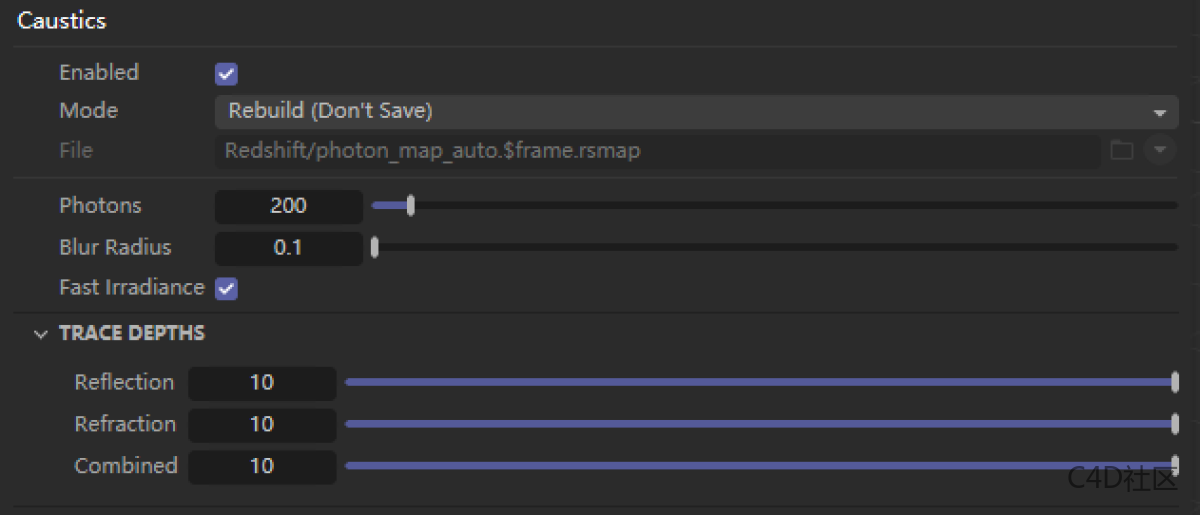 Redshift 渲染设置 Caustic 10