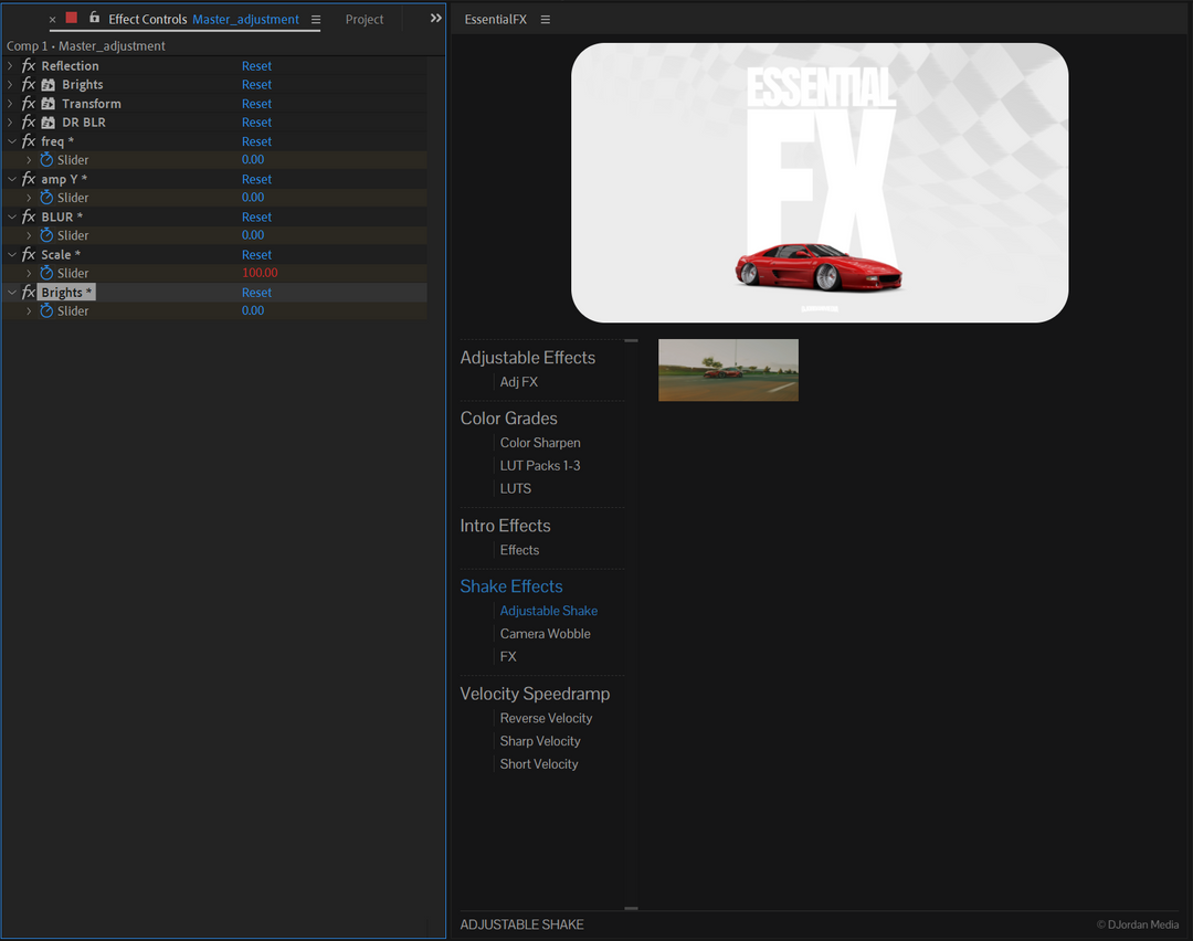 EssentialFX V1.0.02 Fro After Effects 叠加调色变速预设