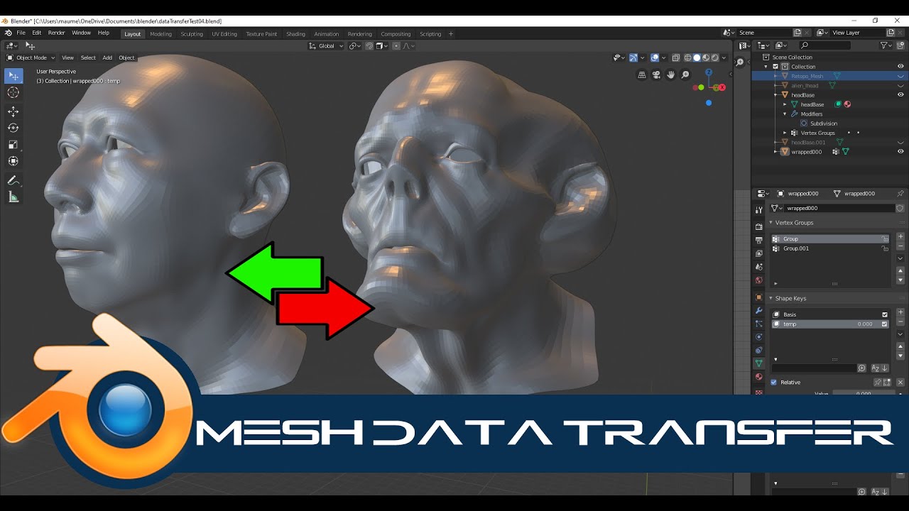 Mesh Data Transfer v2.0.9 fro Blender模型网格数据转移传送插件