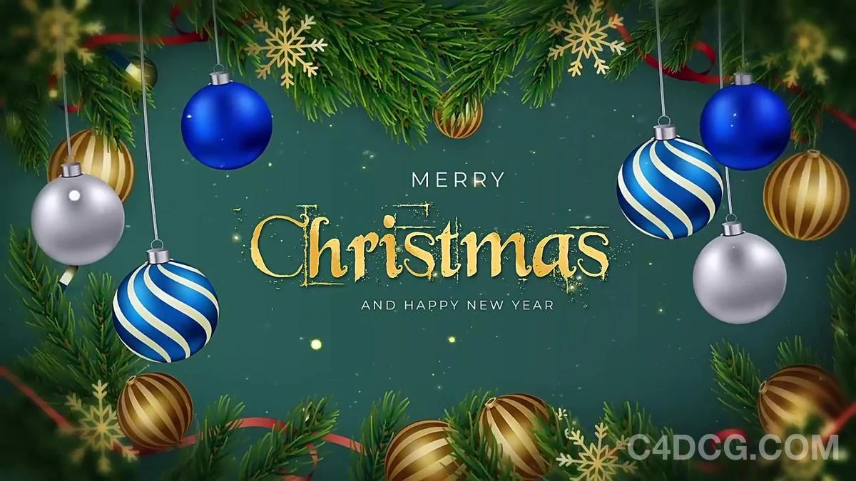 简单温暖圣诞饰品公司新年问候开场动画AE模板