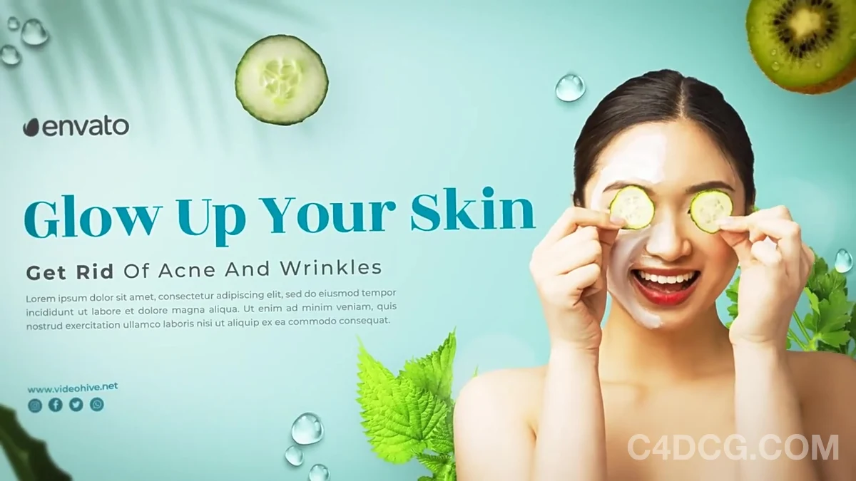 女性护肤美容机构宣传幻灯模板Get Healthy Skin – Beauty Blog Promo