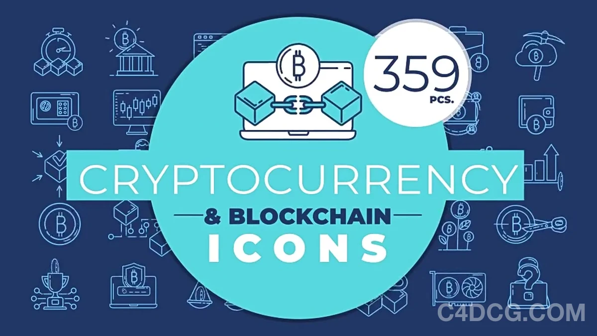 金融线条图标动画模板-Cryptocurrency & Blockchain Icons