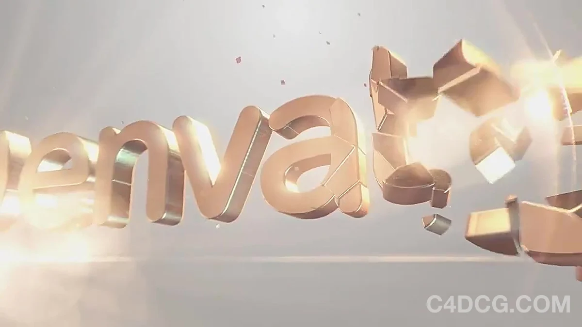 3D LOGO 标志开场模板-3D Gold And Silver Shatter Logo