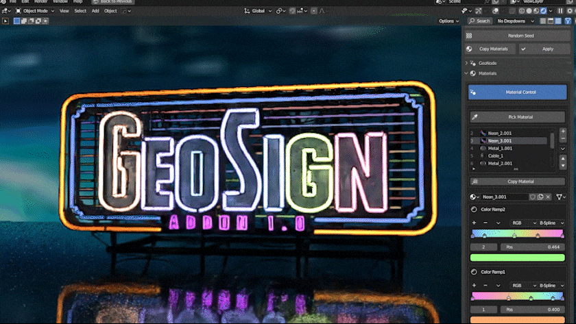 Geo Sign V1.1.0 Fro Blender霓虹灯广告牌生成器