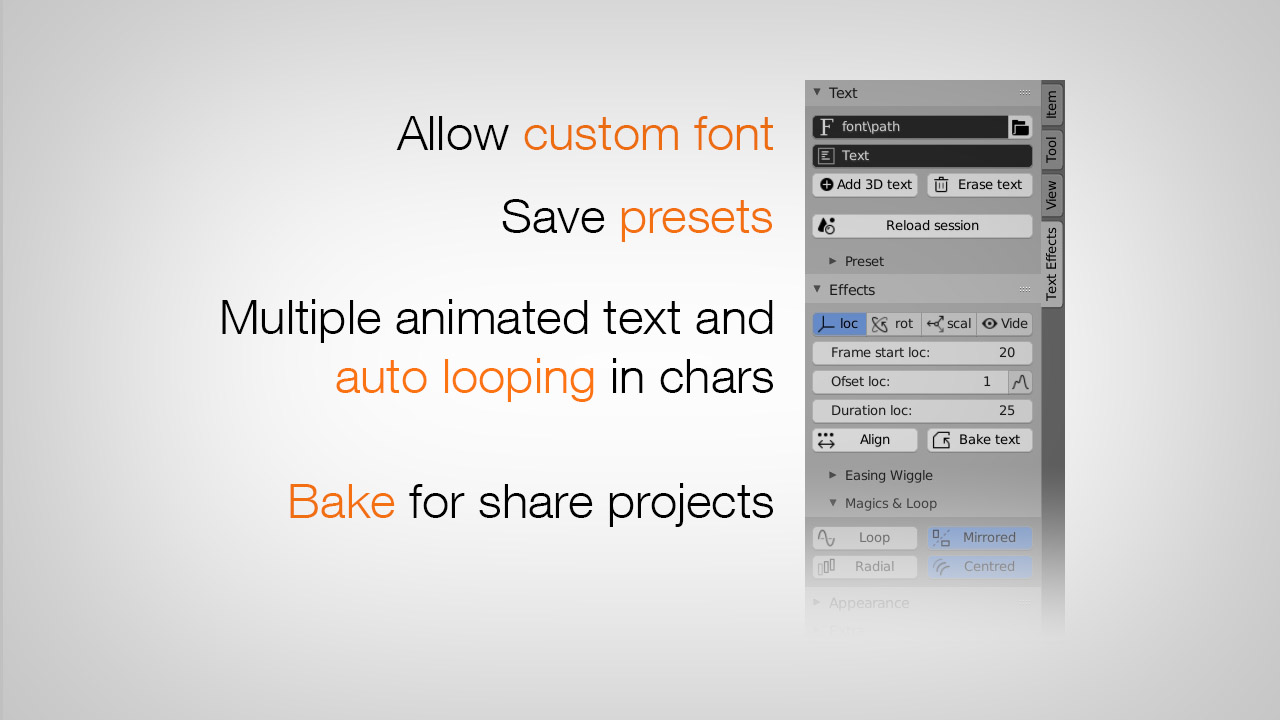 Text Effects fro Blender 三维文字动画插件