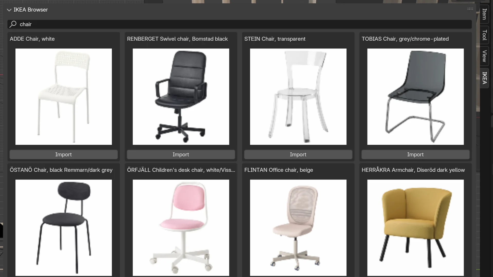 IKEA Browser v0.1.4 fro blender 宜家家具模型导入插件