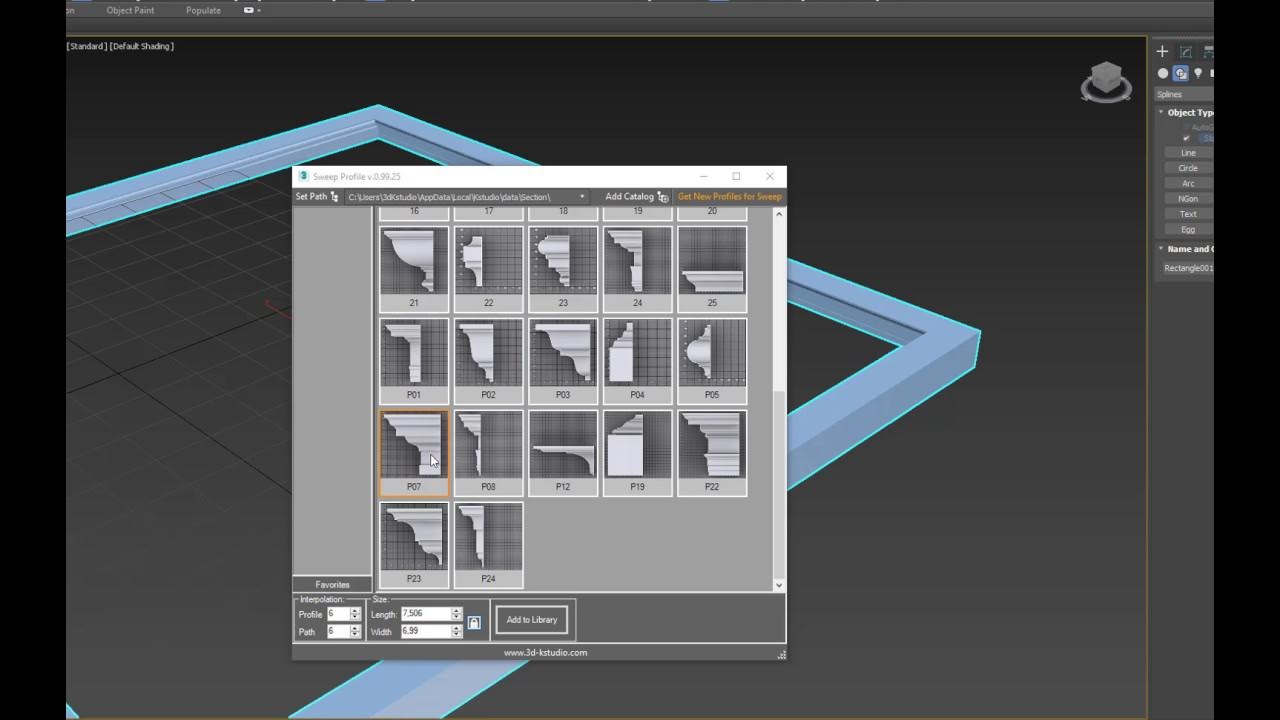 Sweep Profile Pro 1.01.17 for 3ds Max 欧式建筑边角模型生成插件