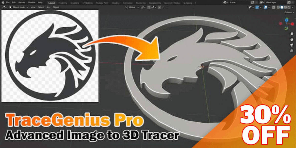 Trace Genius Pro v3.2 fro Blender图片转三维模型插件