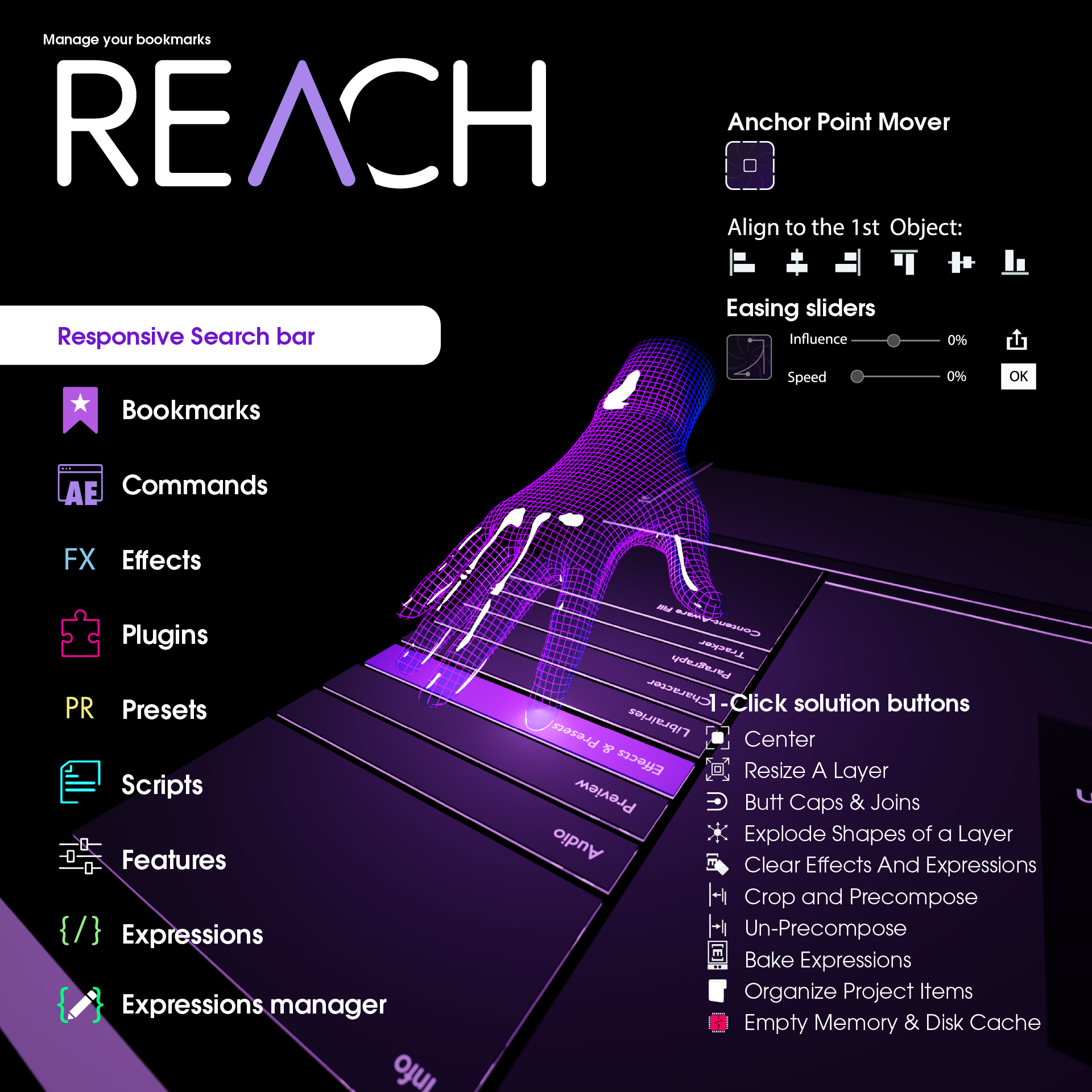 Reach AEssential Kit v2.1.3 fro After Effects 图层管理表达式操作多功能工具包