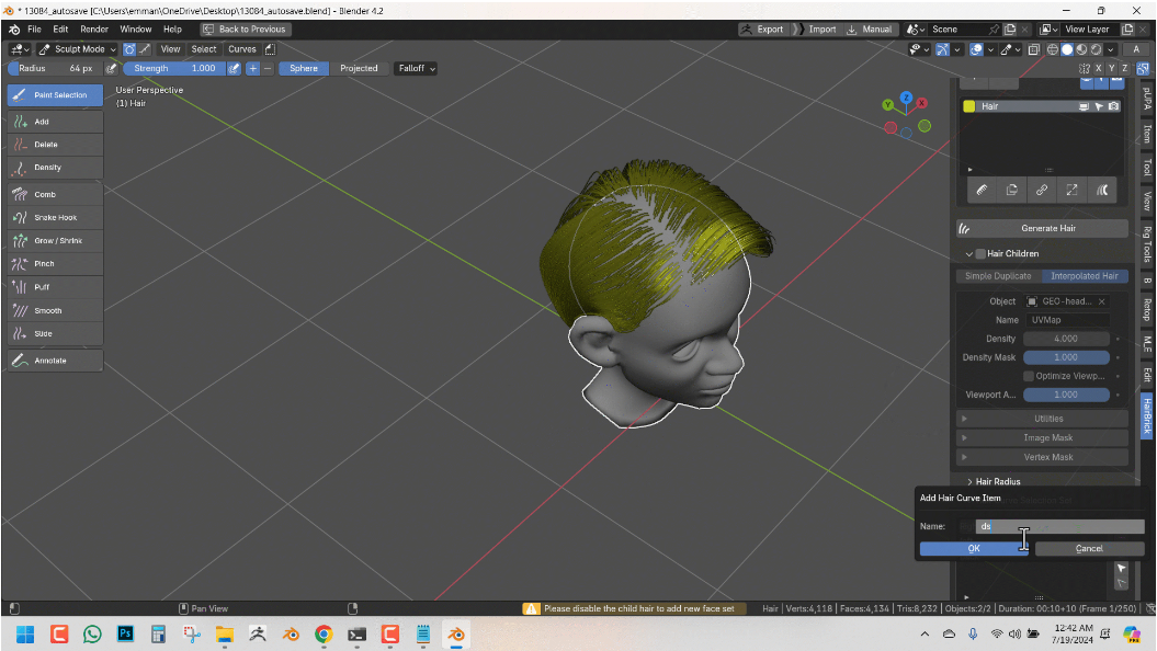Hair Brick Pro V5.0 fro Blender 头发制作生成插件