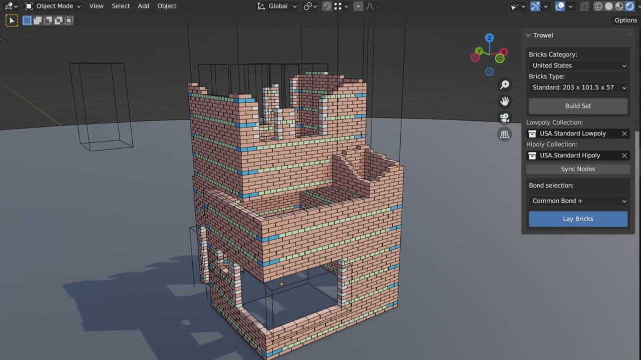 Trowel V2.2 fro Blender三维砖墙生成插件