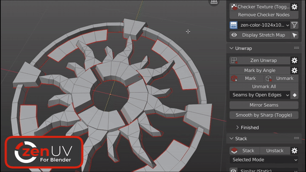 Zen Uv v5.0.1.1 for Blender 模型快速展UV插件