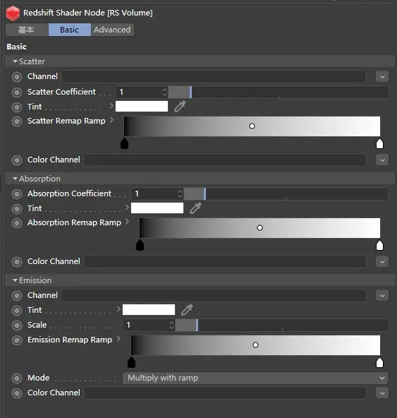 Redshift 设置：环境/灯光/体积/数学节点
