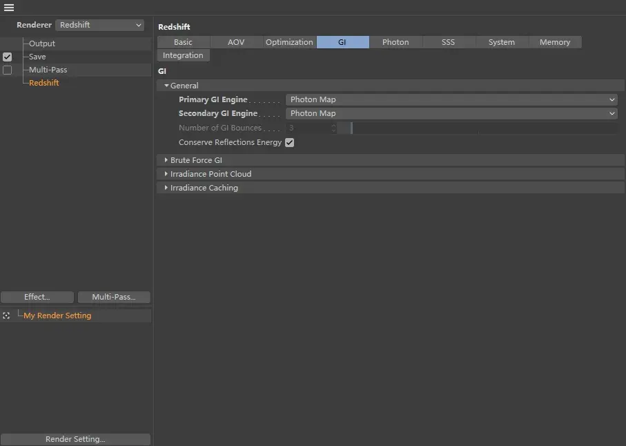 20231227112634372 Redshift 渲染设置:全局光照-光子映射GI引擎