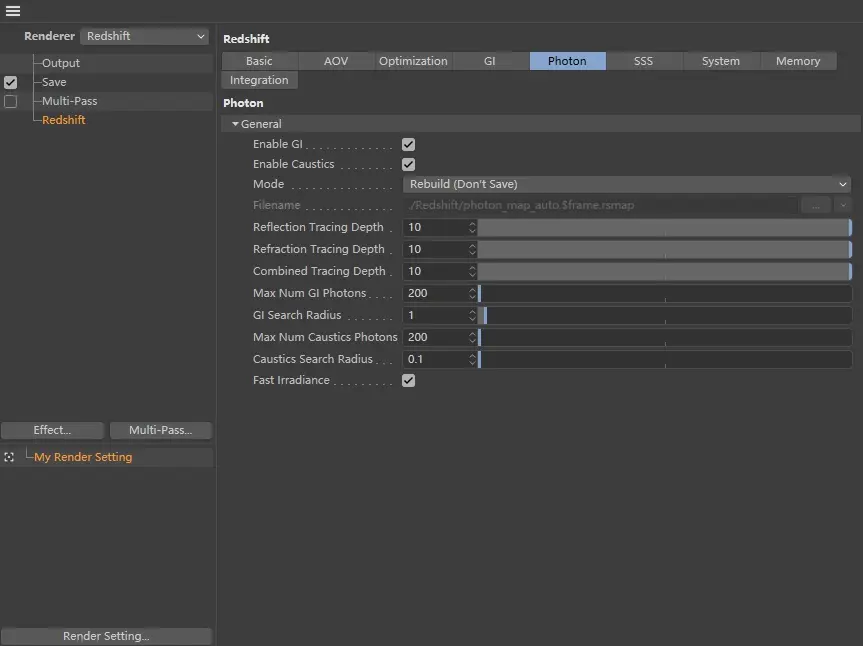 Redshift 渲染设置：全局光照-光子映射GI引擎