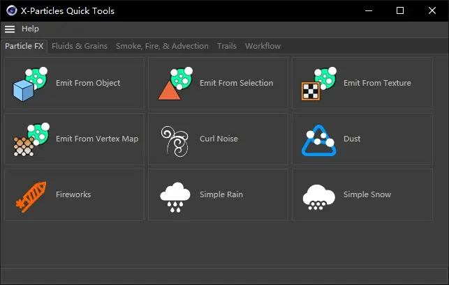 X-particles 使用文档:Main Menu