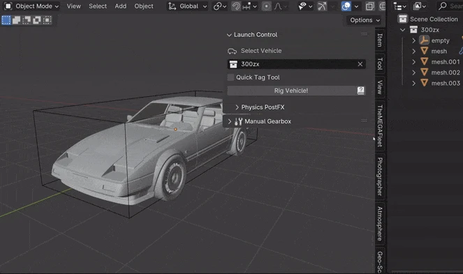 Launch Control (Auto Car Rig) 1.9.1 for blender 汽车绑定漂移插件