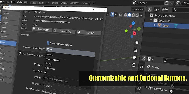 Editor Swap v1.3.0 fro Blender 编辑器面板切换插件