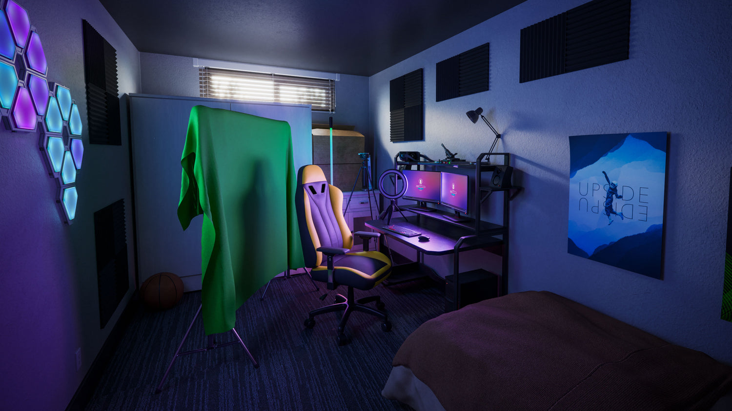 公寓电竞房客厅卧室场景 bledner模型 Apartment Interiors