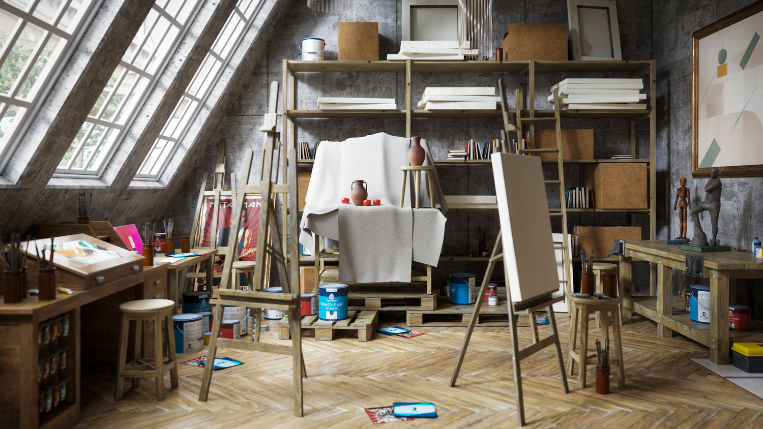 公寓电竞房客厅卧室场景 bledner模型 Apartment Interiors