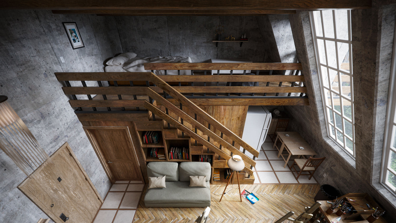 公寓电竞房客厅卧室场景 bledner模型 Apartment Interiors