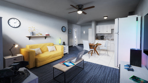 公寓电竞房客厅卧室场景 bledner模型 Apartment Interiors