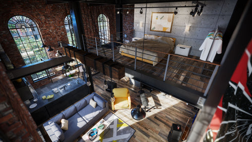 公寓电竞房客厅卧室场景 bledner模型 Apartment Interiors