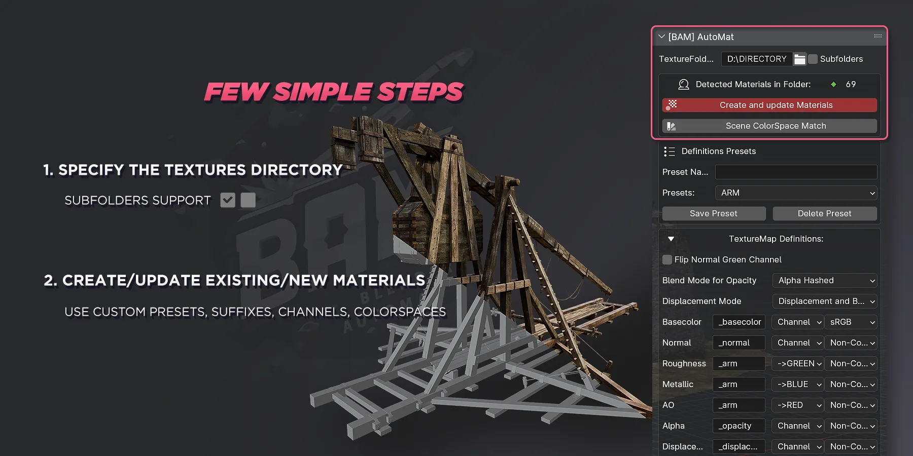 AutoMat 1.1.2 for blender 批量设置材质插件